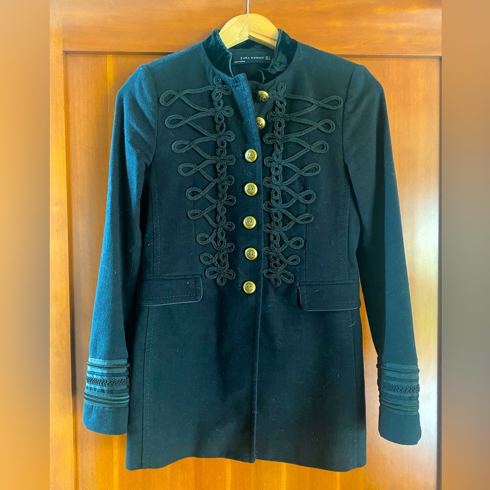 Zara Black Military / Band Jacket Size XS